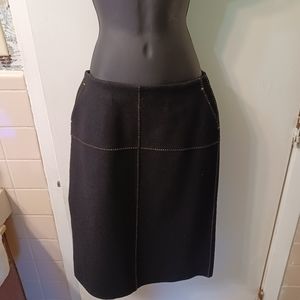 J CREW Pencil Skirt Wool Blend Skirt With Tan Top Stitch- Size 4